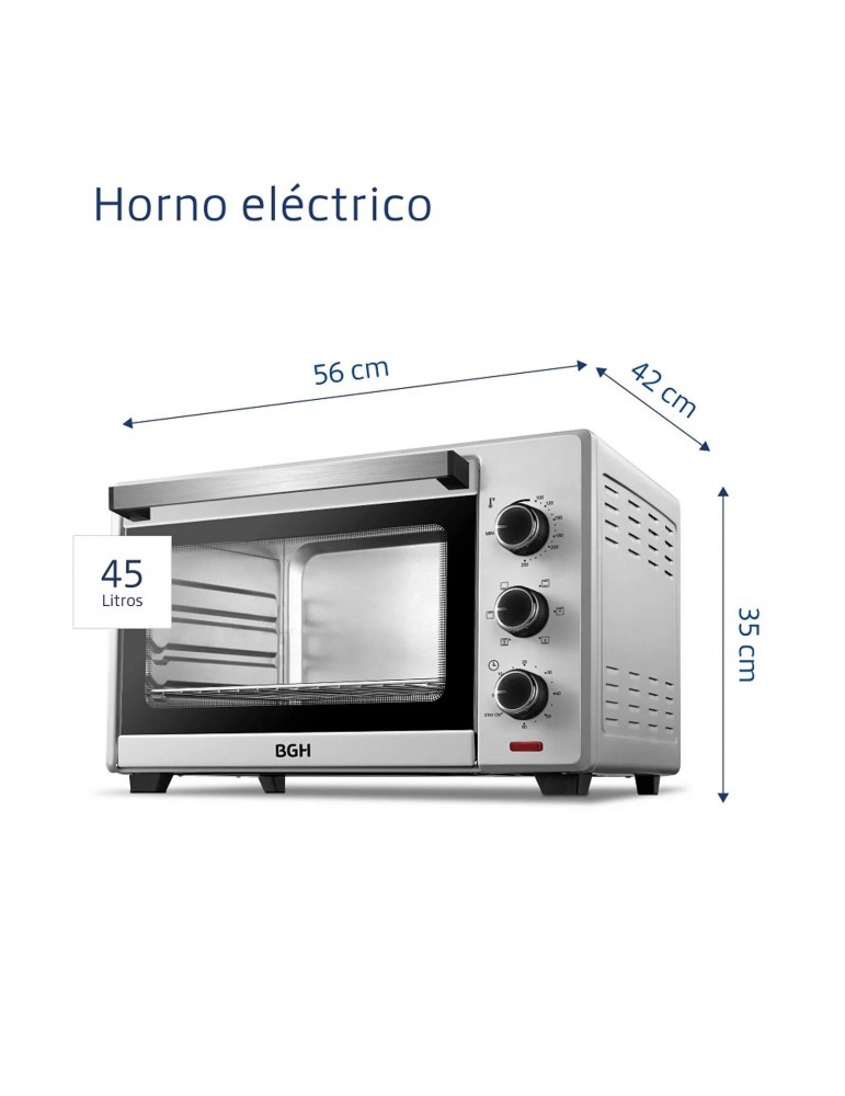 Horno de mesa 45 litros BGH Silver Conveccion